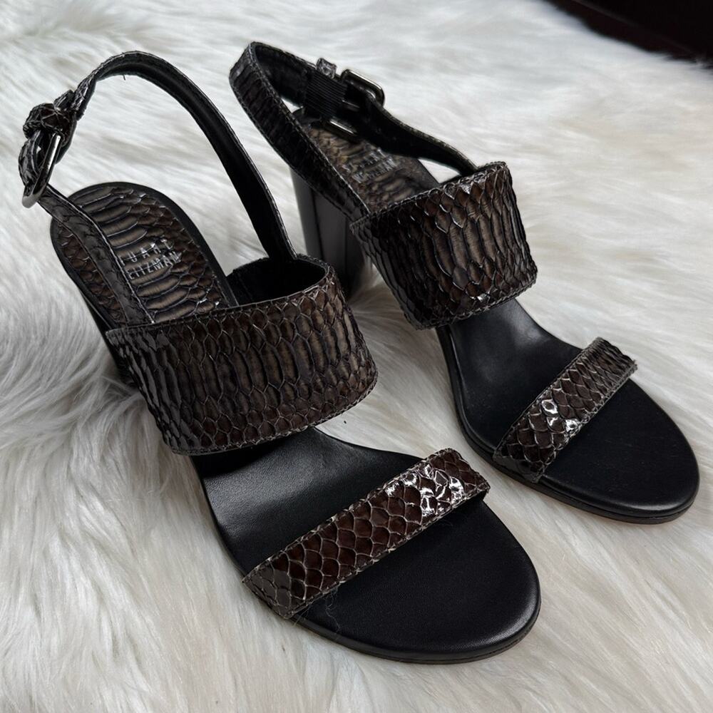 Stuart Weitzman Brown Bander Lead Mali
Snakeskin Heeled Sandals